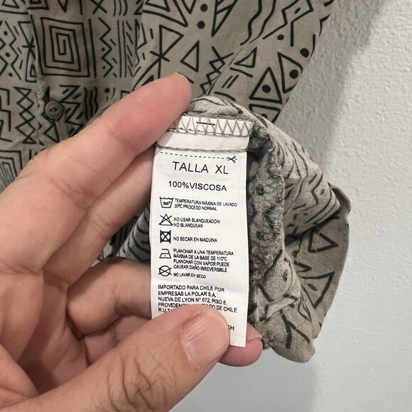 Vtg Fiorucci Button Up Shirt Sz Xl Aztec Native Viscose 90s - Picture 4 of 7